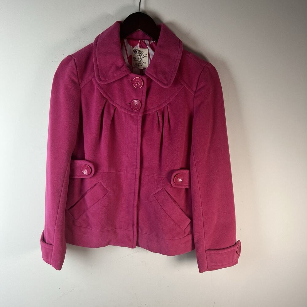 Tulle Anthropologie Coat Hot Pink Cropped Jacket Sz Small Career Academia